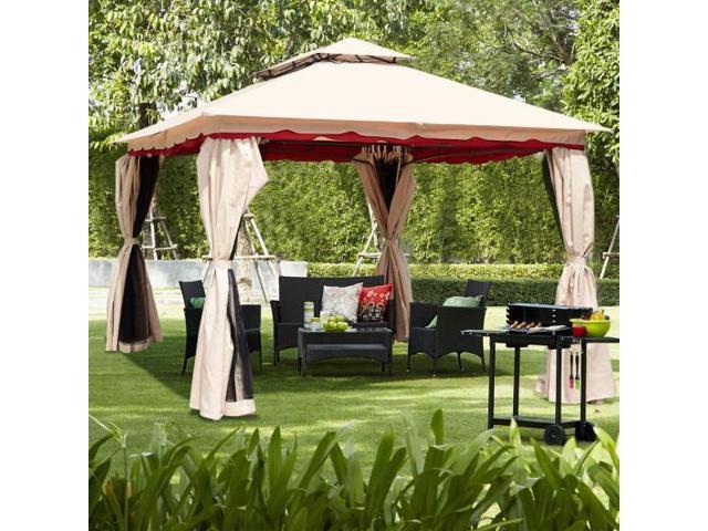 13' x 10' Outdoor Art Steel Frame Gazebo Canopy with Netting
