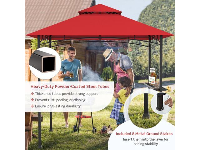 8 x 5 Feet Outdoor Barbecue Grill Gazebo Canopy Tent BBQ Shelter-Wine