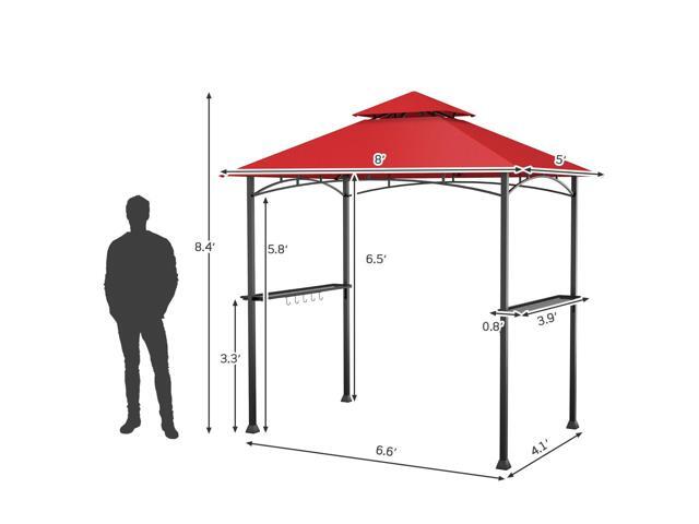 8 x 5 Feet Outdoor Barbecue Grill Gazebo Canopy Tent BBQ Shelter-Wine