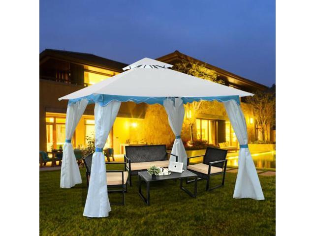 2-Tier 10' x 10' Patio Gazebo Canopy Tent w/ Side Walls
