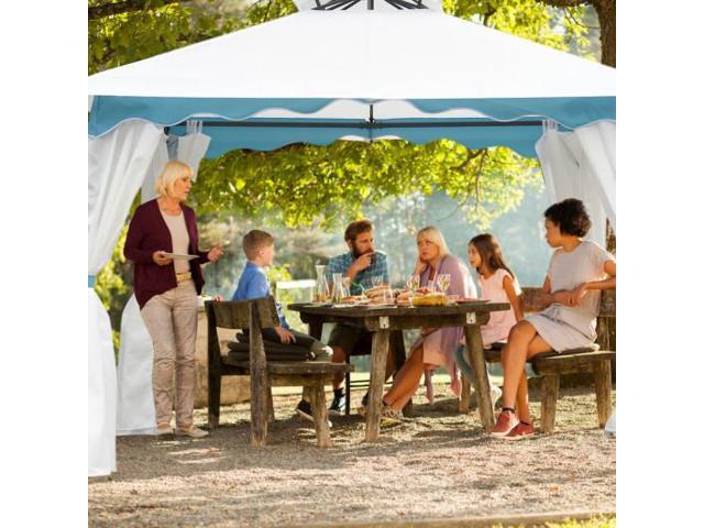 2-Tier 10' x 10' Patio Gazebo Canopy Tent w/ Side Walls