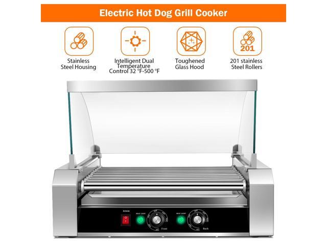 Stainless Steel Commercial 11 Roller Grill and 30 Hot Dog Cooker Machine