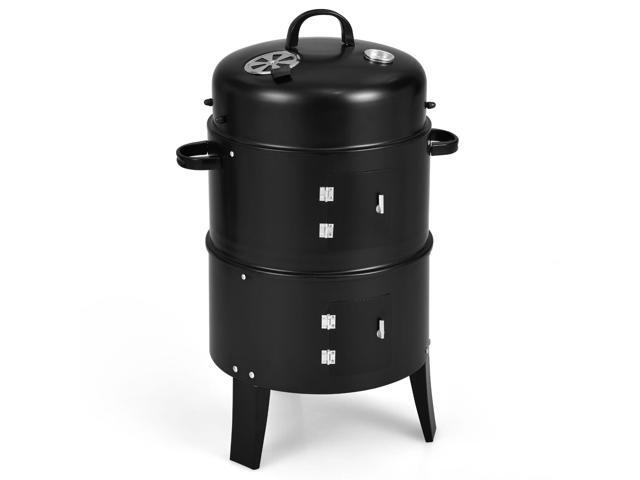3-in-1 Charcoal BBQ Grill Cambo with Built-in Thermometer