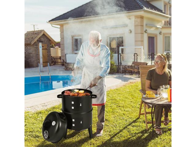 3-in-1 Charcoal BBQ Grill Cambo with Built-in Thermometer