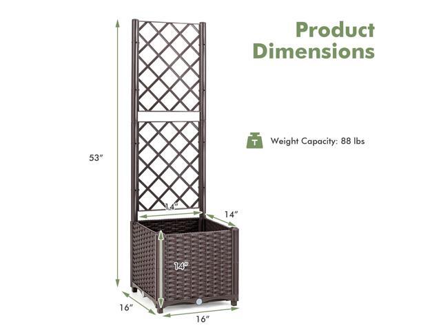Raised Garden Bed with Trellis Planter Box for Climbing Plants -Brown