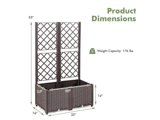 Raised Garden Bed with Trellis Planter Box for Climbing Plants-Brown