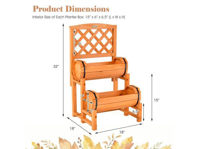 2-Tier Raised Garden Bed with 2 Cylindrical Planter Boxes and Trellis-Orange