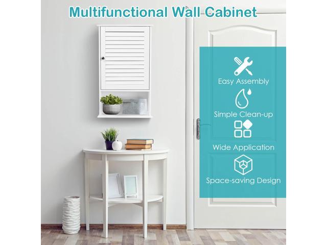 Bathroom Wall Mount Storage Cabinet Single Door with Height Adjustable Shelf