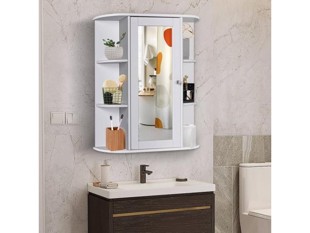 Bathroom Single Door Shelves Wall Mount Cabinet with Mirror