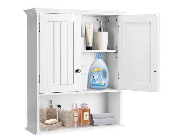 Wall Mount Bathroom Cabinet Storage Organizer with Doors and Shelves