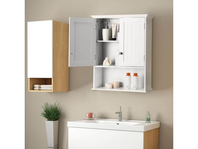 Wall Mount Bathroom Cabinet Storage Organizer with Doors and Shelves