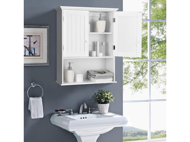 2-Door Wall Mount Bathroom Storage Cabinet with Open Shelf