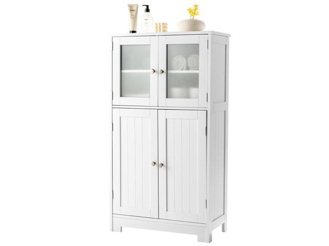 Bathroom Floor Storage Locker Kitchen Cabinet with Doors and Adjustable Shelf