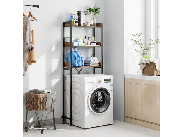 Over The Toilet Storage Rack with Hooks and Adjustable Bottom Bar