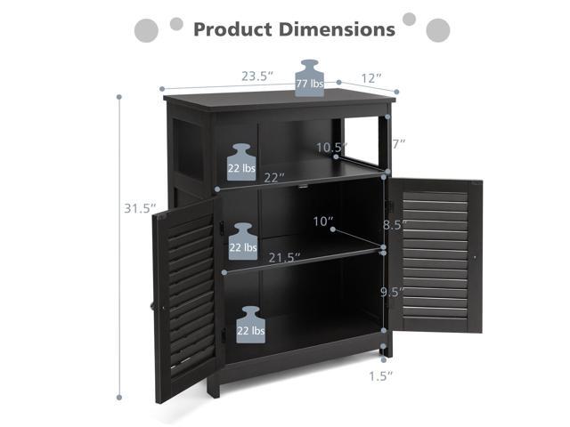 Wood Freestanding Bathroom Storage Cabinet with Double Shutter Door