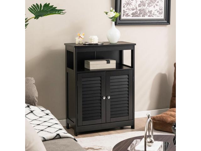 Wood Freestanding Bathroom Storage Cabinet with Double Shutter Door
