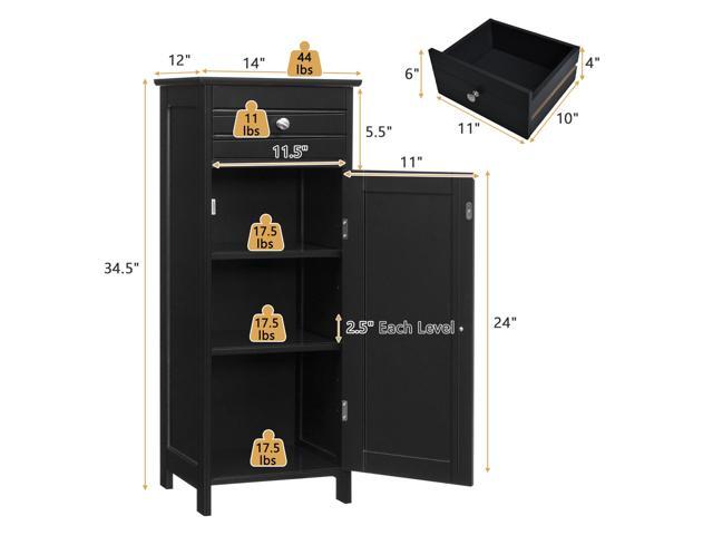 Wooden Storage Free-Standing Floor Cabinet with Drawer and Shelf