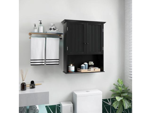 2-Door Wall Mount Bathroom Storage Cabinet with Open Shelf