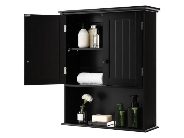 2-Door Wall Mount Bathroom Storage Cabinet with Open Shelf