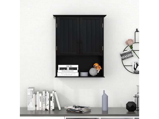 2-Door Wall Mount Bathroom Storage Cabinet with Open Shelf