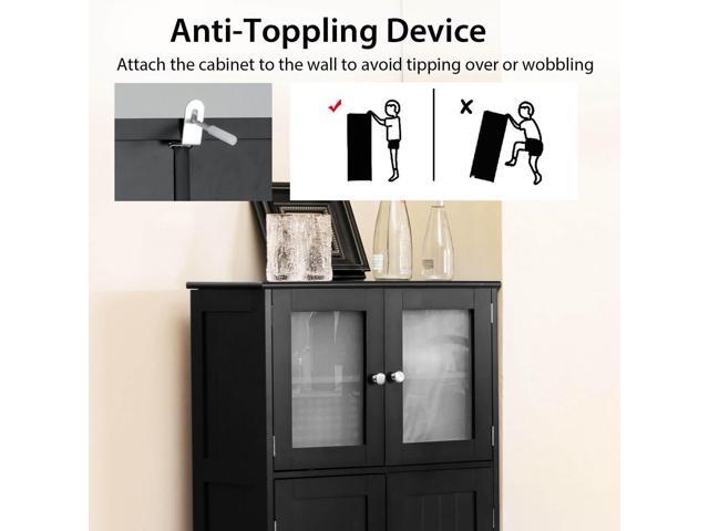 Bathroom Floor Storage Locker Kitchen Cabinet with Doors and Adjustable Shelf