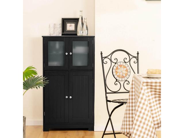 Bathroom Floor Storage Locker Kitchen Cabinet with Doors and Adjustable Shelf