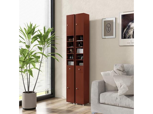 Freestanding Slim Bathroom Cabinet with Drawer and Adjustable Shelves