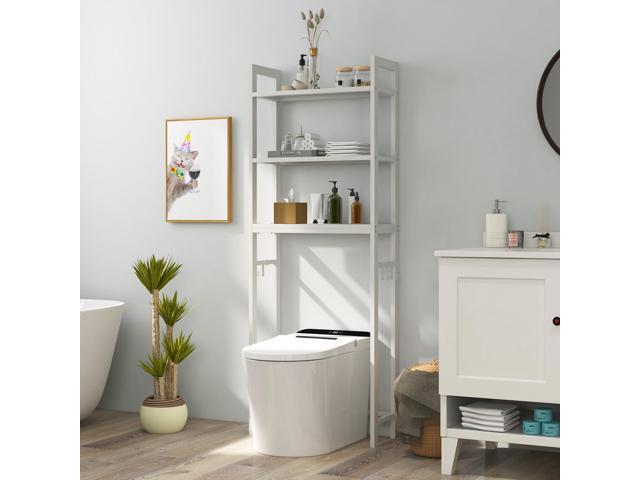 Over-The-Toilet Storage Shelf Space Saving Metal Bathroom Organizer Hooks