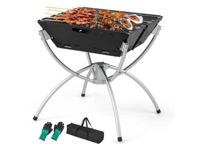 3-in-1 Camping Campfire Grill with Stainless Steel Grills Carrying Bag & Gloves
