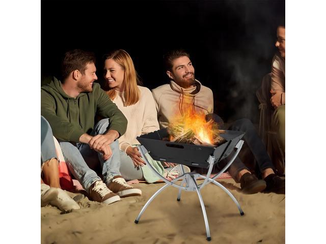 3-in-1 Camping Campfire Grill with Stainless Steel Grills Carrying Bag & Gloves