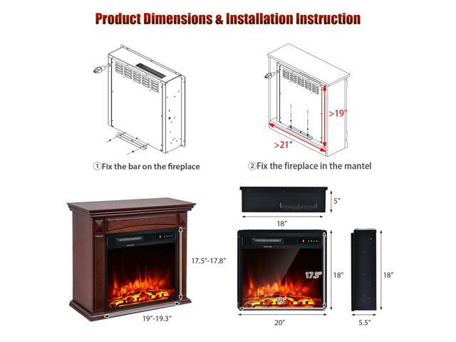 SlickBlue 18 Inch 1500W Electric Fireplace Freestanding and Recessed Heater