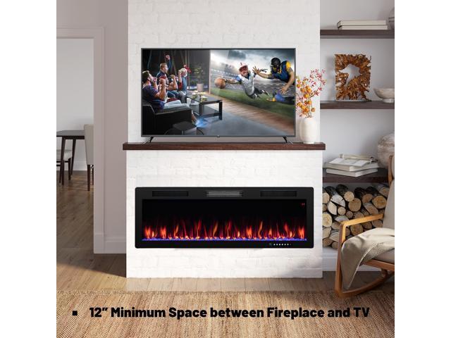 SlickBlue Electric Fireplace Recessed and Wall Mounted for 2' x 6' Stud-50 inches
