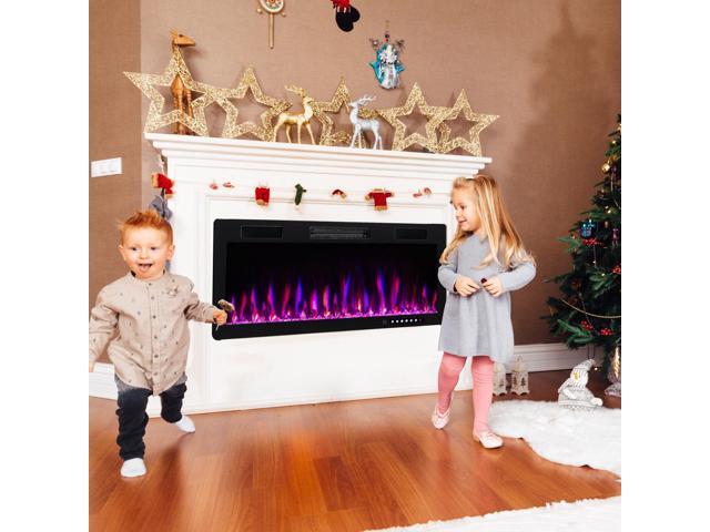 SlickBlue Electric Fireplace Recessed and Wall Mounted for 2' x 6' Stud-50 inches