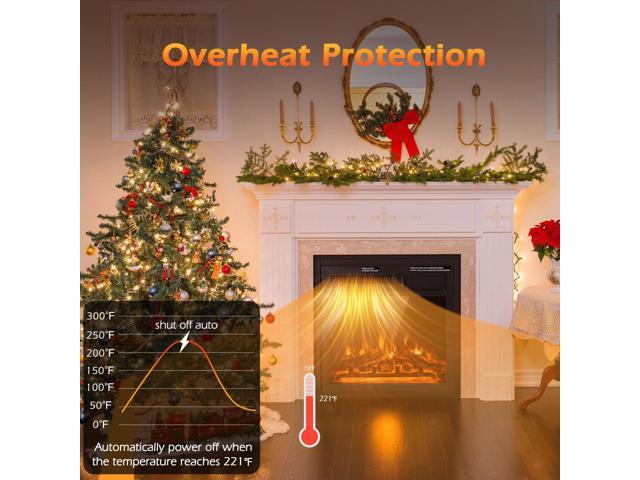 SlickBlue 18 Inch Electric Fireplace Insert with 7-Level Adjustable Flame Brightness