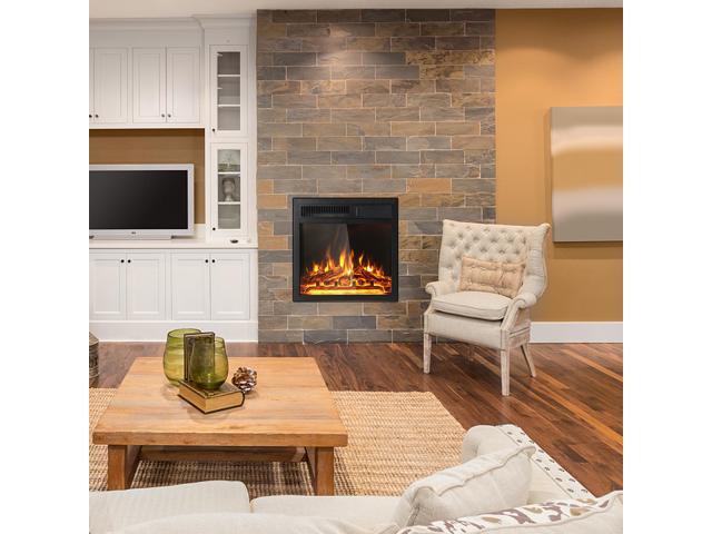SlickBlue 18 Inch Electric Fireplace Insert with 7-Level Adjustable Flame Brightness