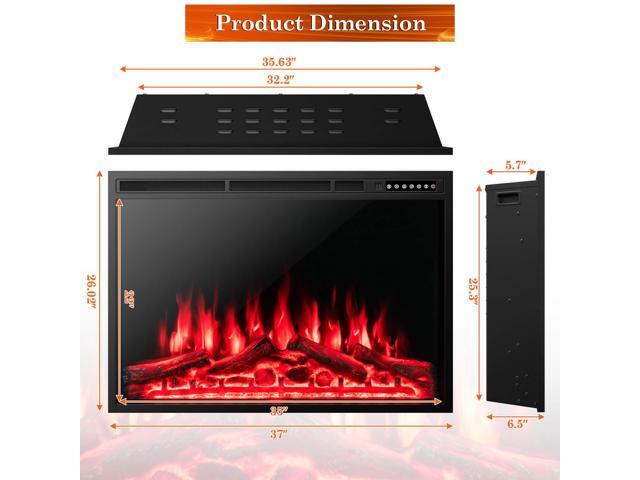 SlickBlue 37 Inch Electric Fireplace Recessed with Adjustable Flames