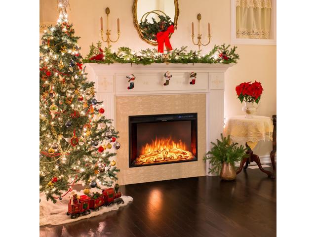 SlickBlue 26 Inch Recessed Electric Fireplace with Adjustable Flame Brightness
