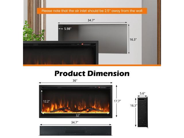 SlickBlue Electric Fireplace in-Wall Recessed with Remote Control and Adjustable Color and Brightness