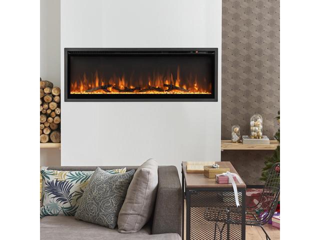 SlickBlue Electric Fireplace in-Wall Recessed with Remote Control and Adjustable Color and Brightness