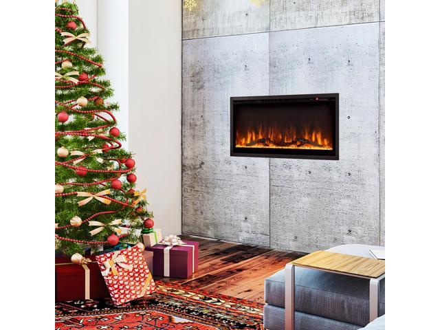 SlickBlue Electric Fireplace in-Wall Recessed with Remote Control and Adjustable Color and Brightness