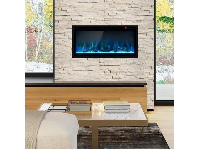 SlickBlue Electric Fireplace in-Wall Recessed with Remote Control and Adjustable Color and Brightness