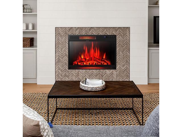 SlickBlue 28 Inch Electric Freestanding and Recessed Fireplace with Remote