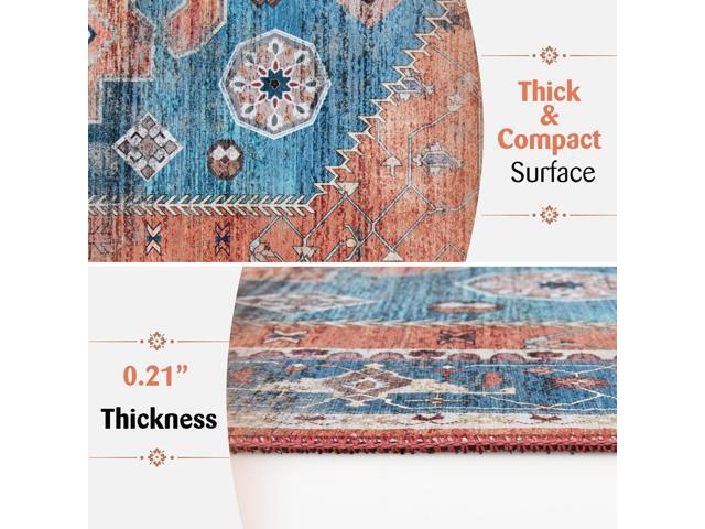 SlickBlue 5 x 7 Inch Non-Shedding Distressed Vintage Indoor Area Rug
