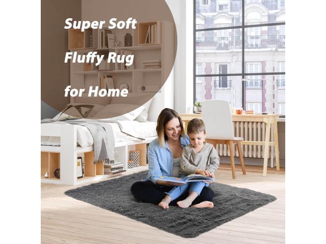 SlickBlue 4x6 Feet Modern Soft Shag Rug with Non-slip Grip Dots
