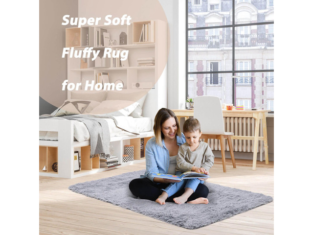 SlickBlue 4x6 Feet Modern Soft Shag Rug with Non-slip Grip Dots