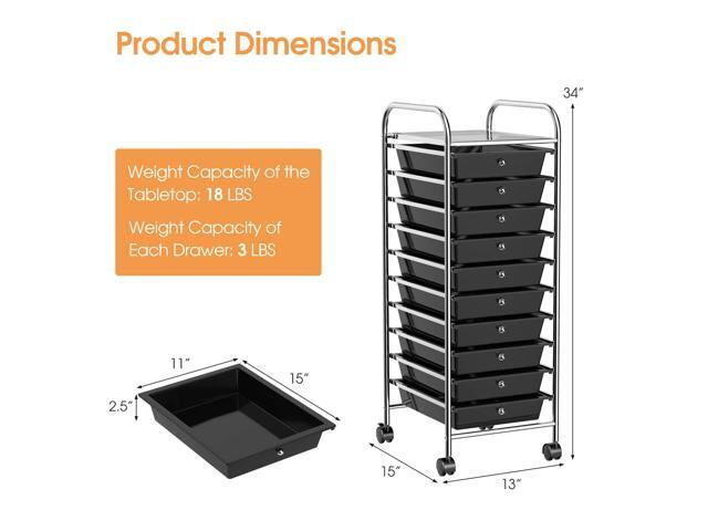 SlickBlue 10 Drawer Rolling Storage Cart Organizer with 4 Universal Casters