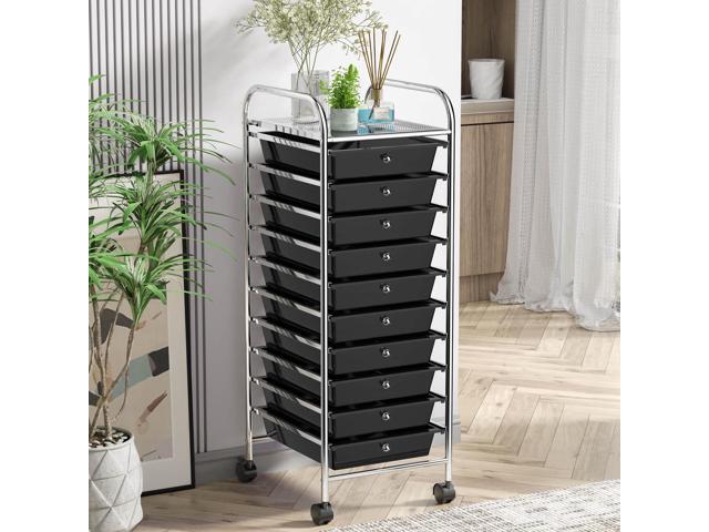 SlickBlue 10 Drawer Rolling Storage Cart Organizer with 4 Universal Casters