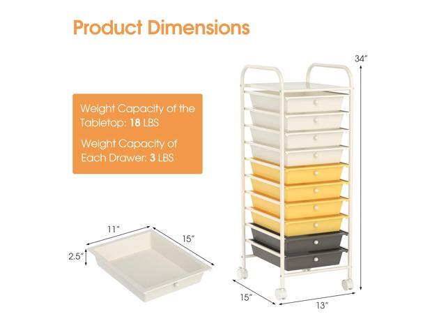 SlickBlue 10 Drawer Rolling Storage Cart Organizer with 4 Universal Casters