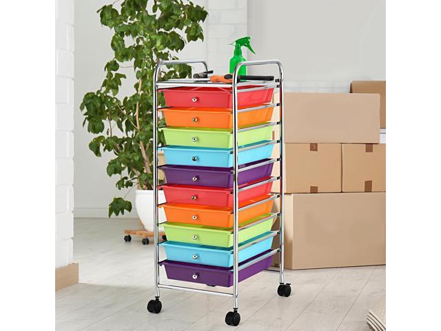 SlickBlue 10 Drawer Rolling Storage Cart Organizer with 4 Universal Casters