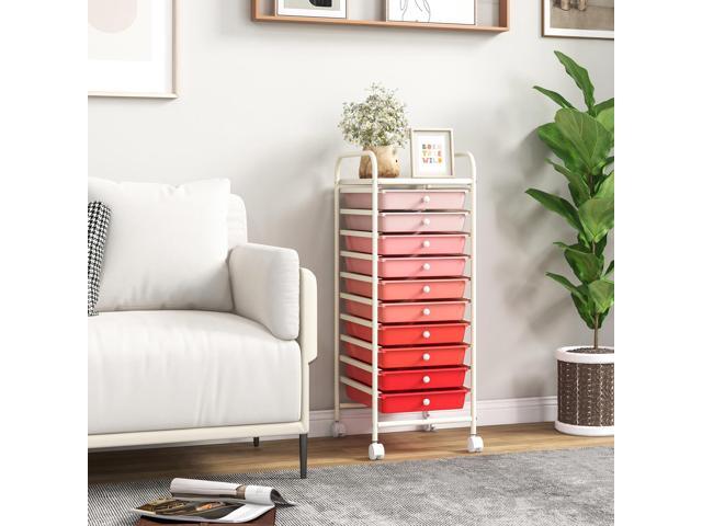 SlickBlue 10 Drawer Rolling Storage Cart Organizer with 4 Universal Casters